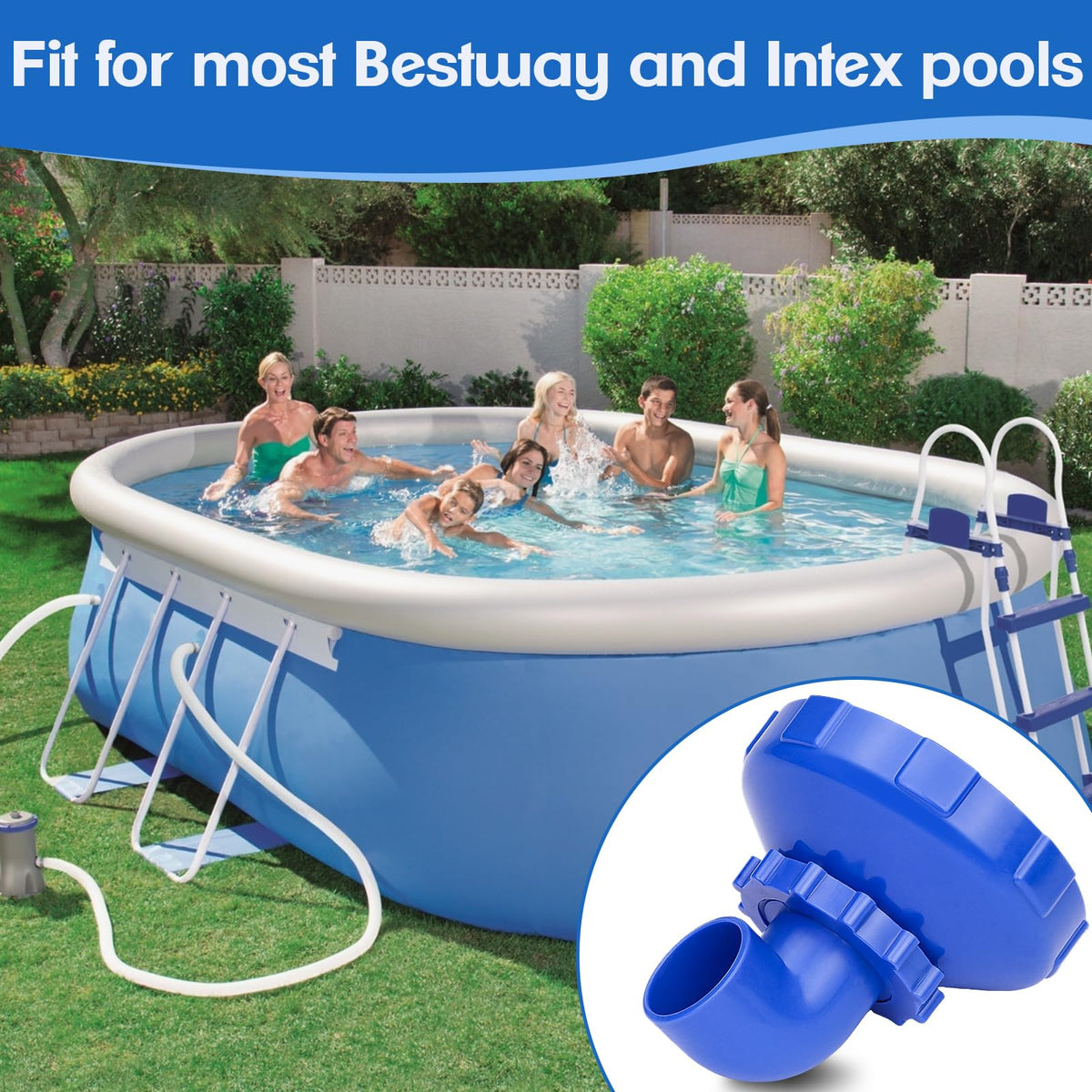 FOWSRHRG return nozzle supports Bestway and Intex pool setups.