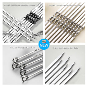 FOWUTAS flat-design skewers with smooth surface for less sticking.