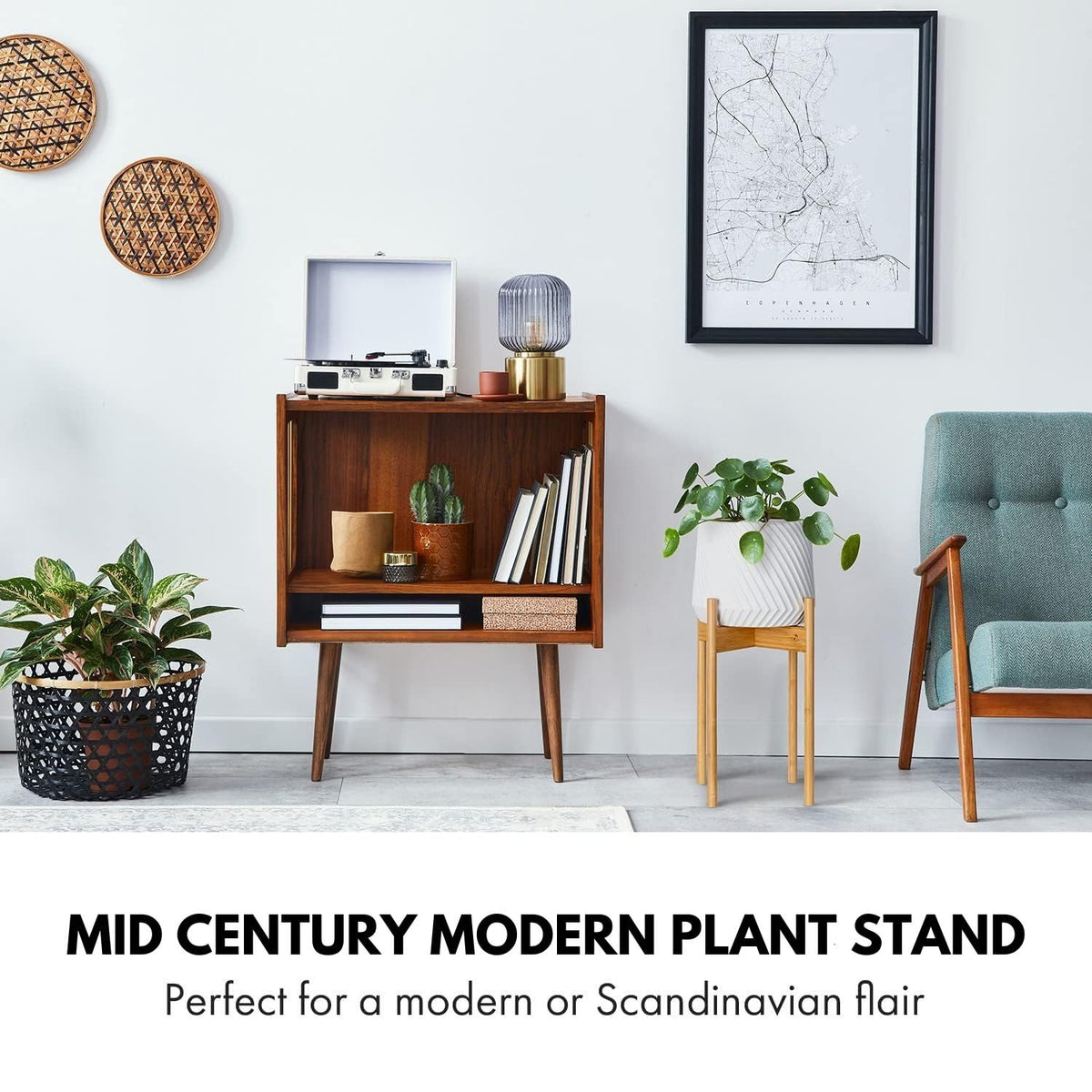 Fox & Fern bamboo texture stand with warm natural tones enhances interiors.