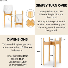 Fox & Fern indoor bamboo plant stand with natural grain.