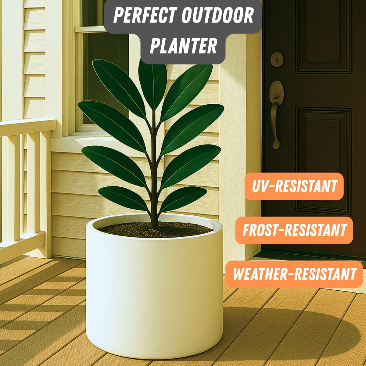 Fox & Fern fiberstone planter featuring UV and frost resistance