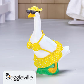 Fox Valley Traders Gaggleville yellow bikini back view showing attached skirt for easy wear.