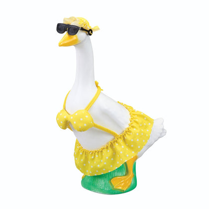 Fox Valley Traders Gaggleville yellow bikini front view for a playful porch display.