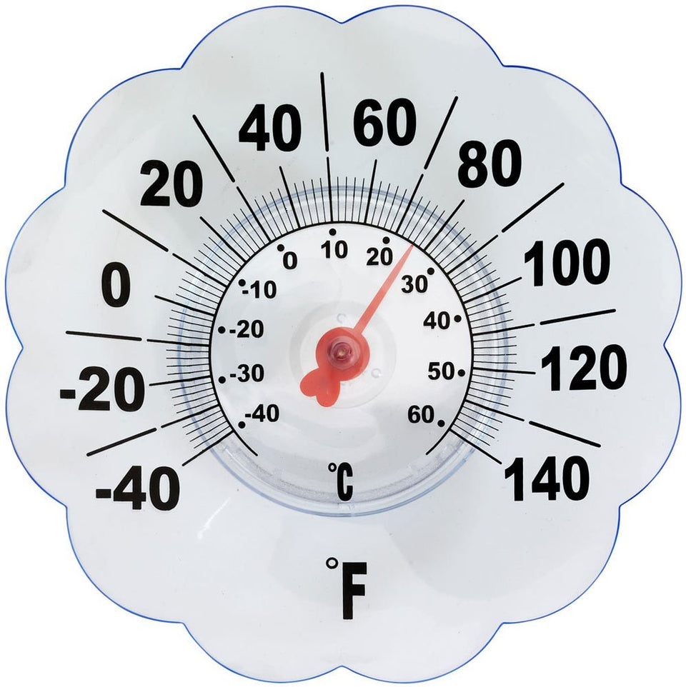 Fox Valley Traders Window Thermometer on exterior glass for quick temperature checks from indoors.