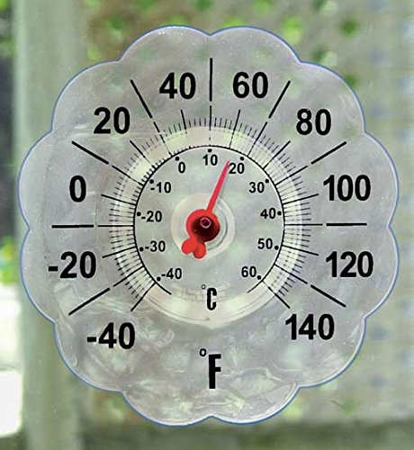 Fox Valley Traders Window Thermometer round gauge displays outdoor temperatures clearly.