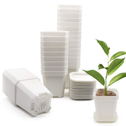 foxany 30-pcs 3-inch white nursery pot for starting garden seedlings