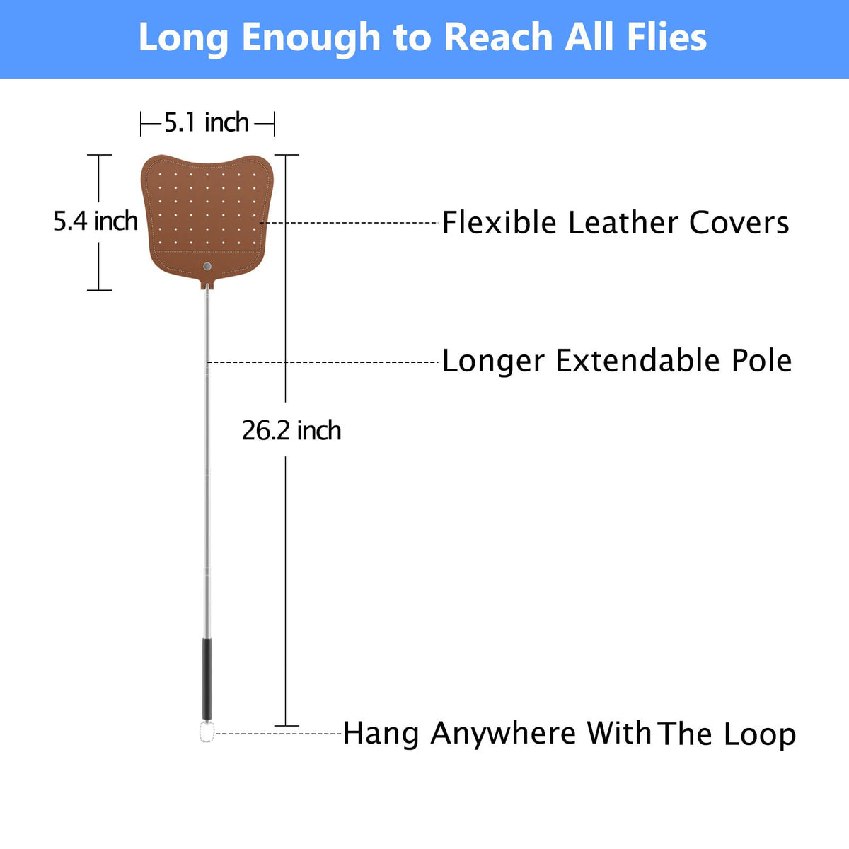 Foxany 26-inch extendable pole reaches high and distant flies.