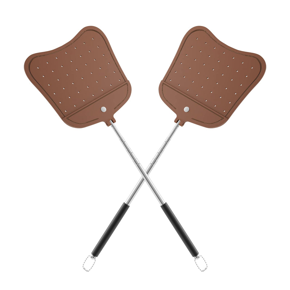 Foxany leather swatter with flexible head for precise hits.