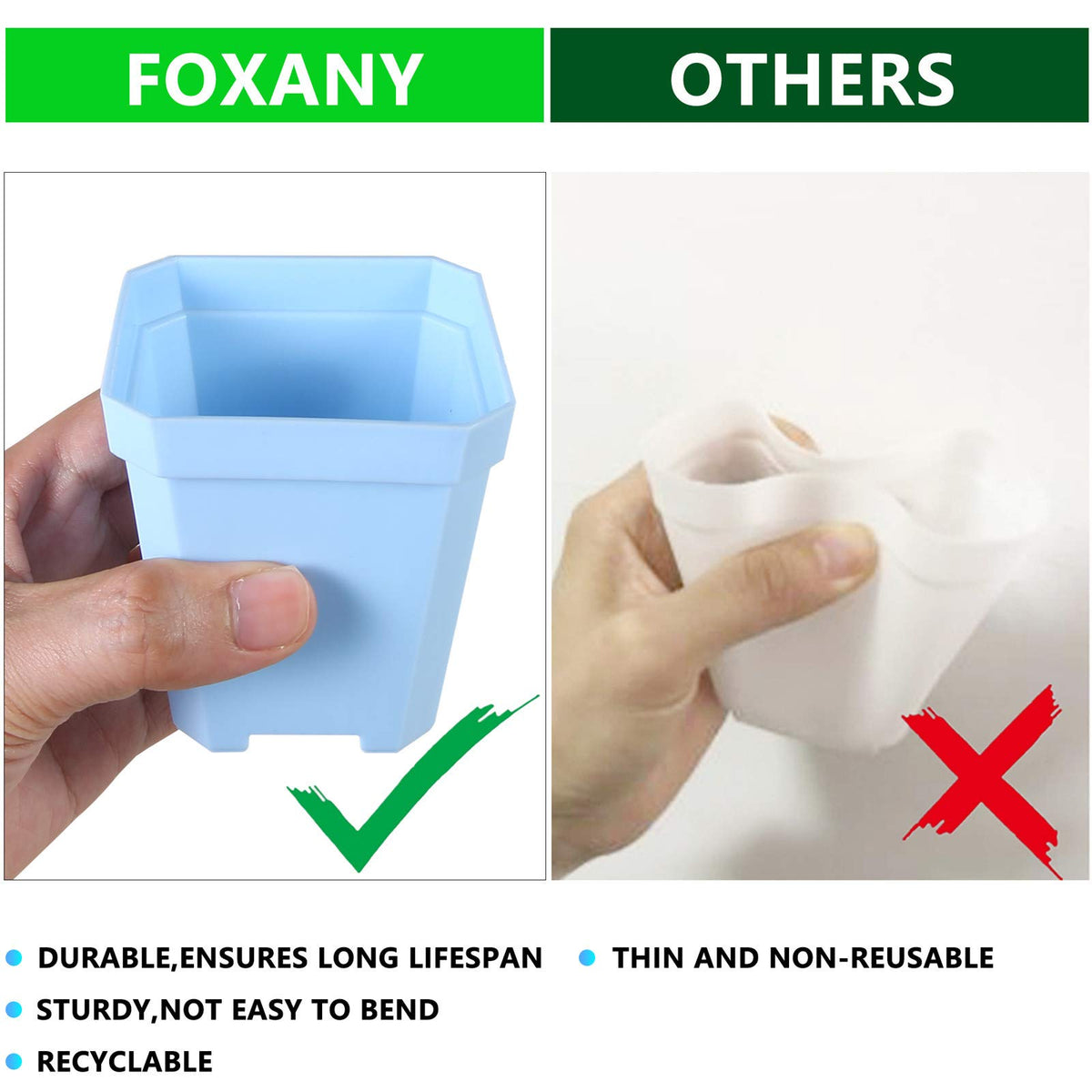 Foxany seed starting pot with drainage holes prevents overwatering.