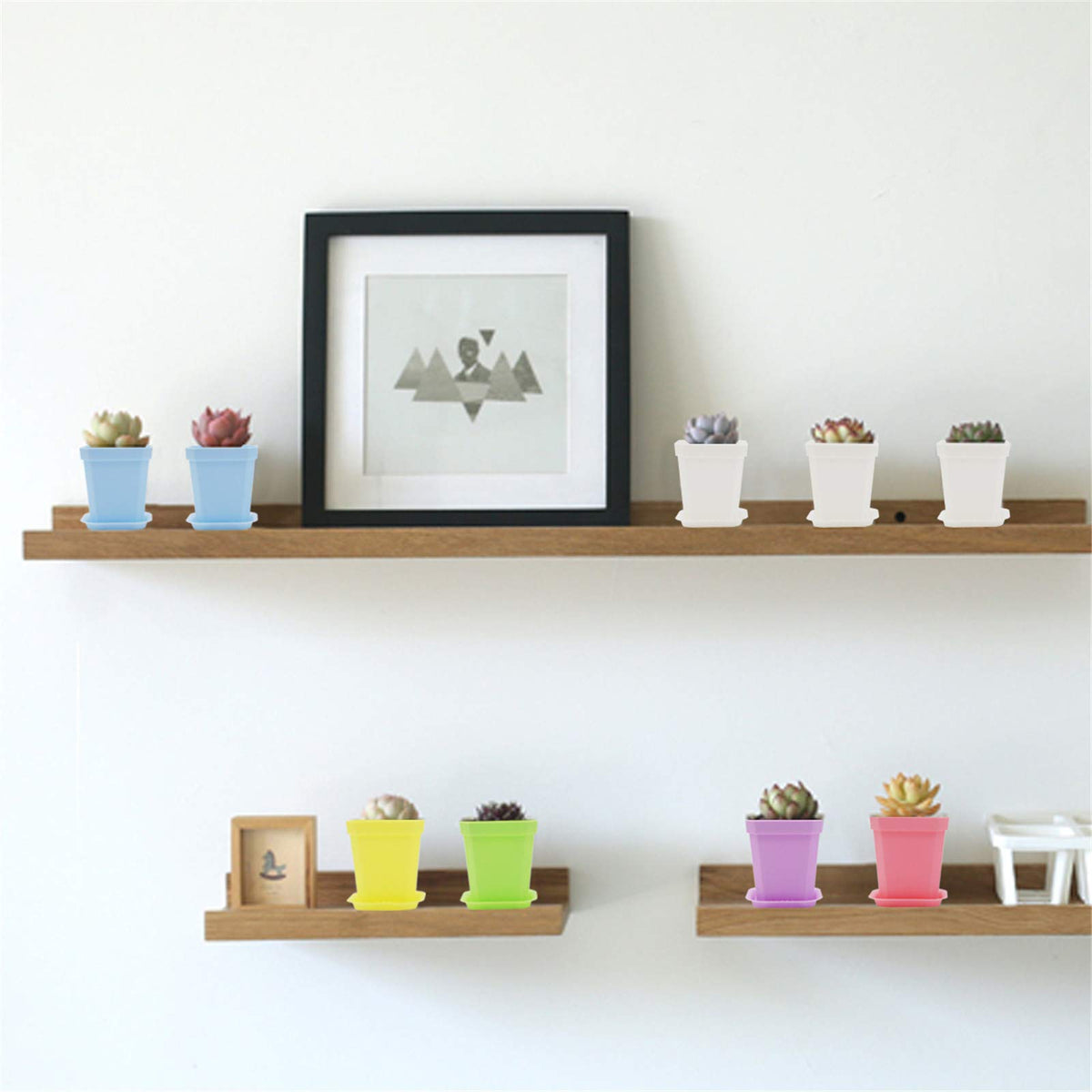 Foxany square pots with saucers help keep watering tidy.