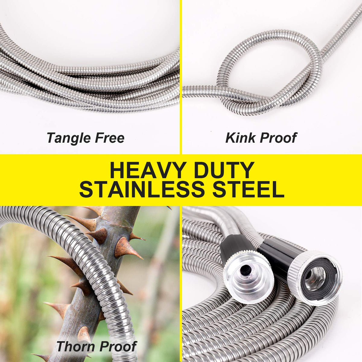 FOXEASE lightweight stainless steel hose offers easy handling for all ages.
