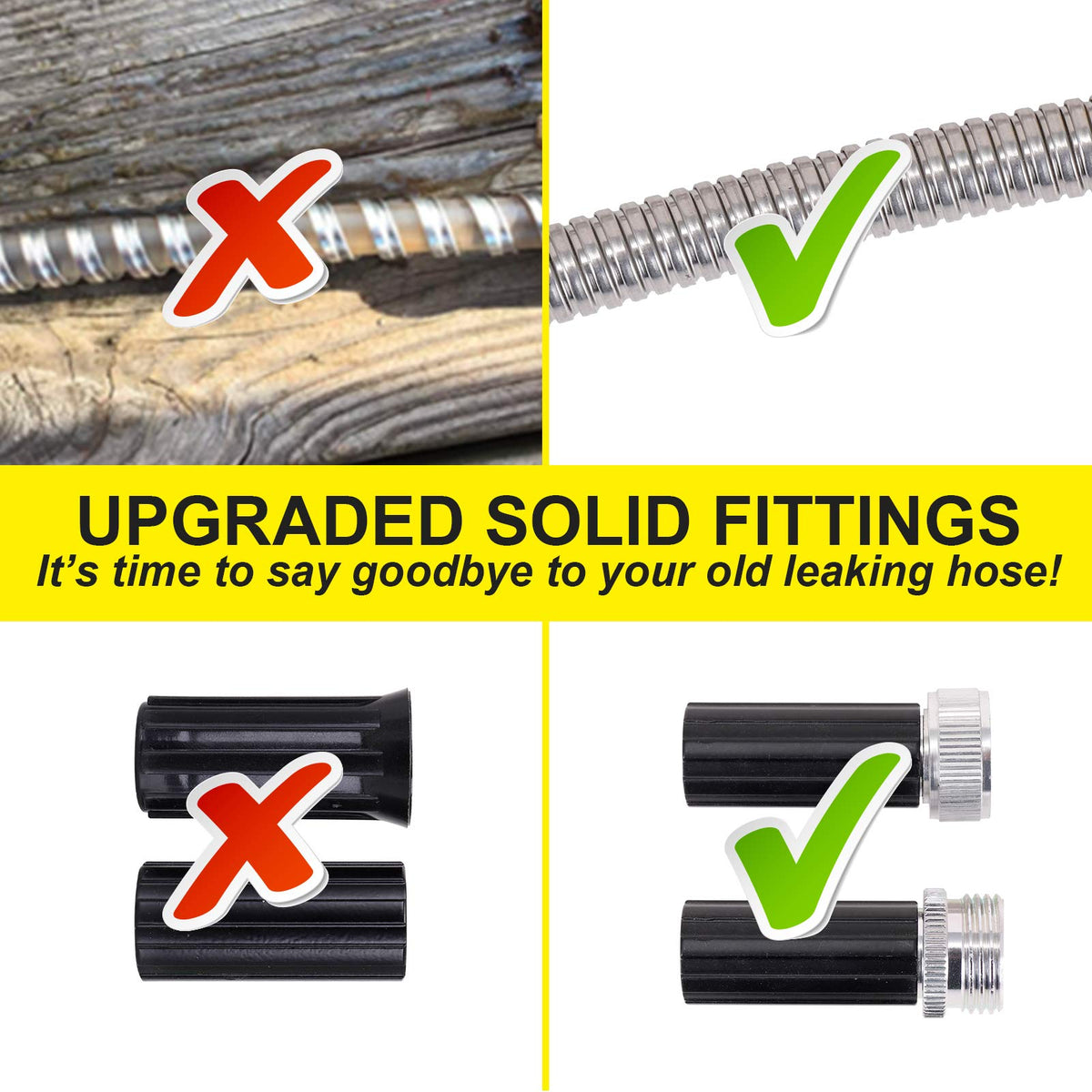 FOXEASE metal hose with two nozzles enables versatile watering and cleaning.