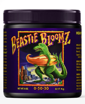 FoxFarm Beastie Bloomz bottle boosts mid-flowering blooms in hydroponics.