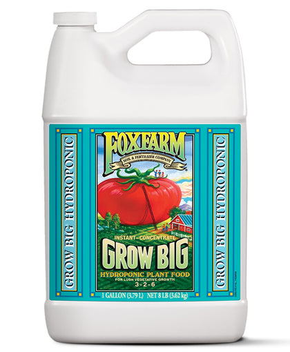 FoxFarm Grow Big hydroponic bottle promoting lush vegetative growth