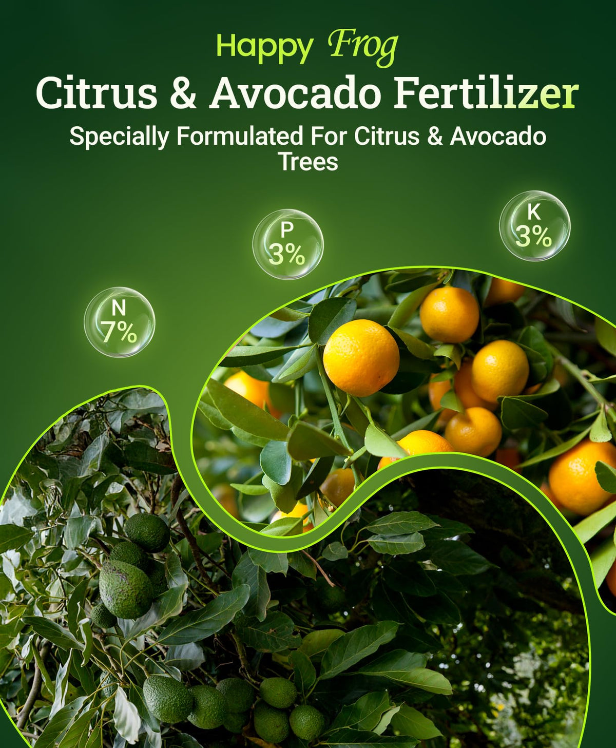 Applying FoxFarm Happy Frog around the tree base supports steady nutrient delivery.