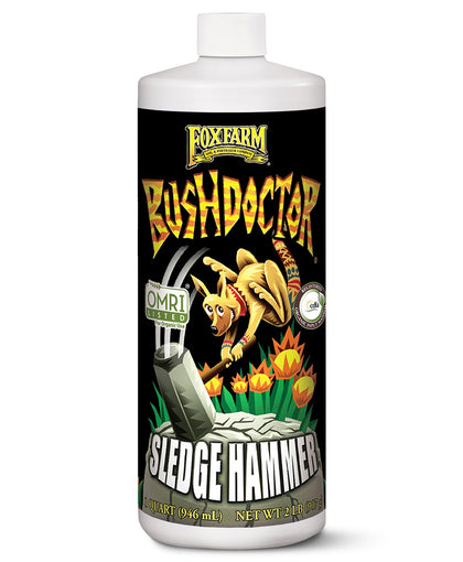 FoxFarm Sledgehammer bottle pour demonstrates a measured flush for improved nutrient flow.