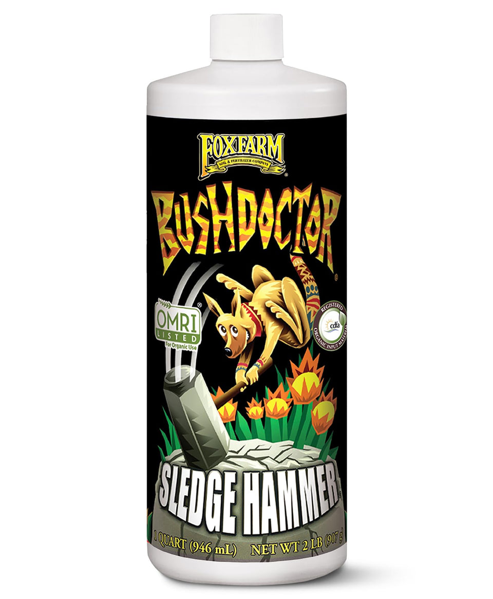 FoxFarm Sledgehammer bottle pour demonstrates a measured flush for improved nutrient flow.