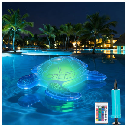 Foxgor 26.5 inch solar-powered floating pool light providing evening glow