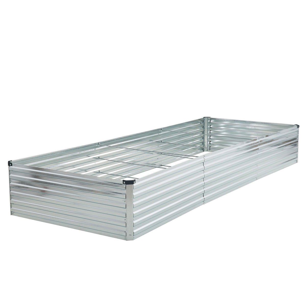 Foxlang 12x4x1.5ft galvanized raised bed during assembly for quick garden setup.
