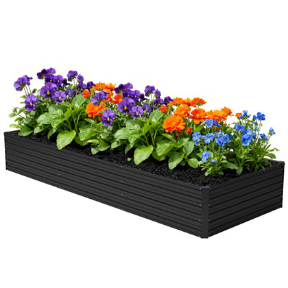 Foxlang galvanized raised garden bed front view, ideal for organized vegetable planting.