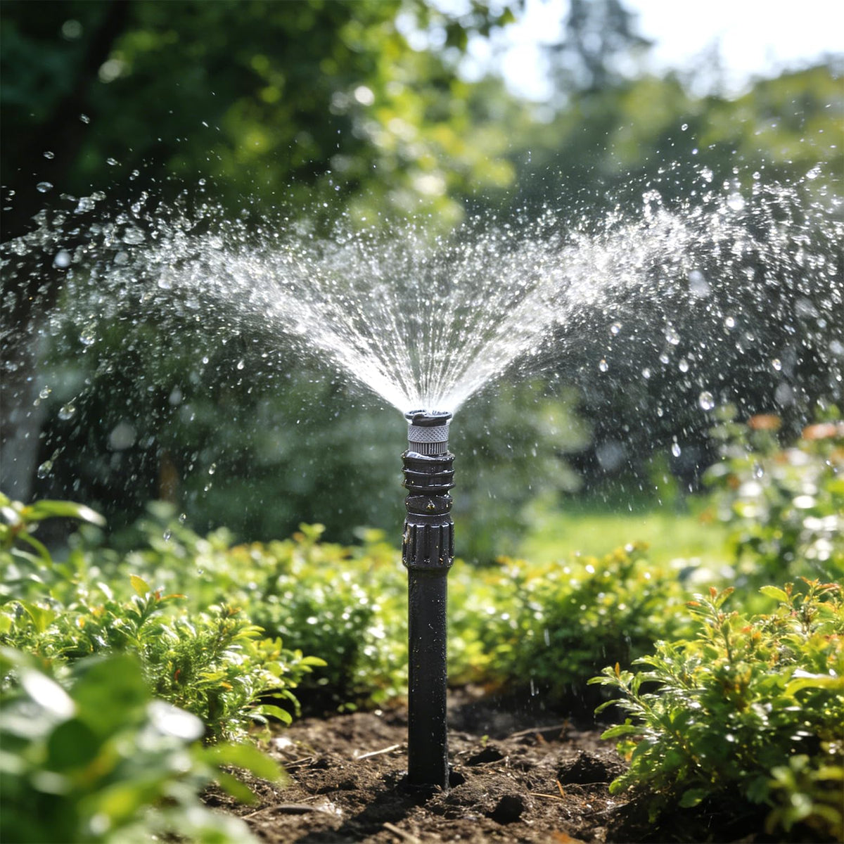 FoxRose 1/2in MNPT sprinkler riser expanding reach to tall plants.