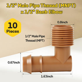 FoxRose 1/2in MNPT to barb elbow enables leak-free hose-to-tube transitions.