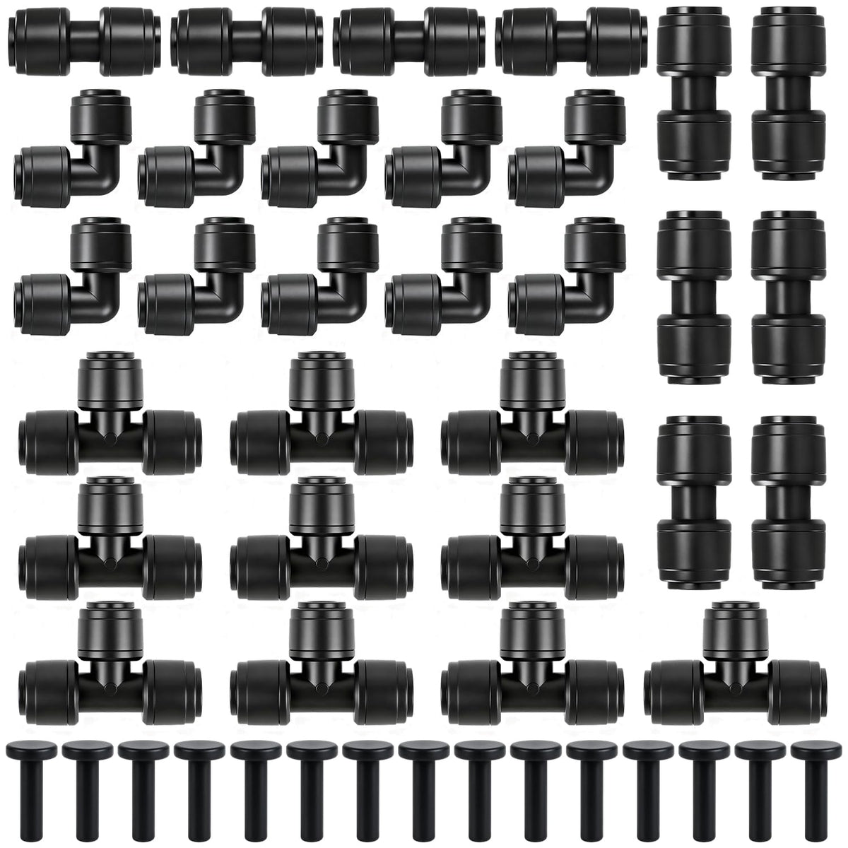 FoxRose 45-pack straight coupler for leak-free 1/4-inch tubing