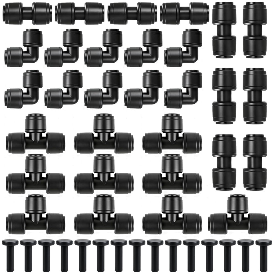 FoxRose 45-pack straight coupler for leak-free 1/4-inch tubing