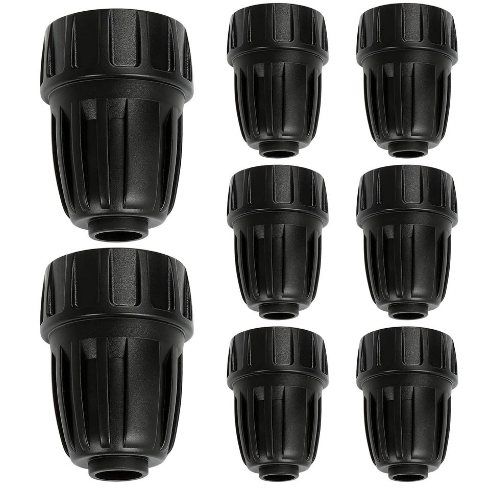 FoxRose adapter connects 3/4 inch hose to 1/2 inch drip tubing for secure irrigation.