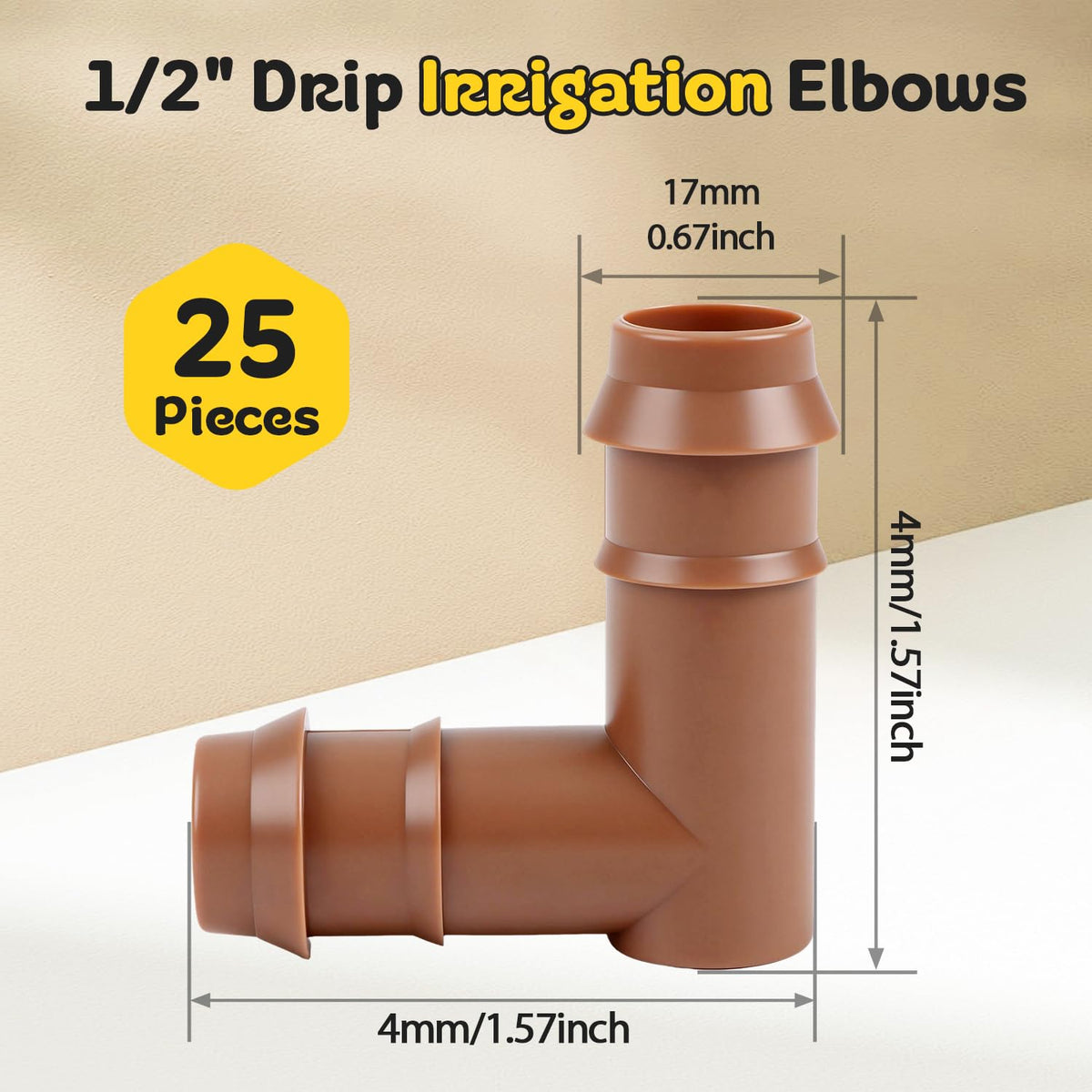 FoxRose drip tubing elbow 1/2 inch compatible—quick, tool-free installation for efficient watering.