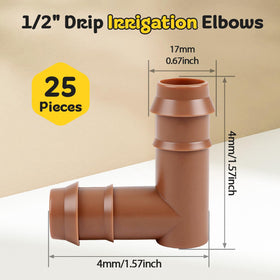 FoxRose drip tubing elbow 1/2 inch compatible—quick, tool-free installation for efficient watering.