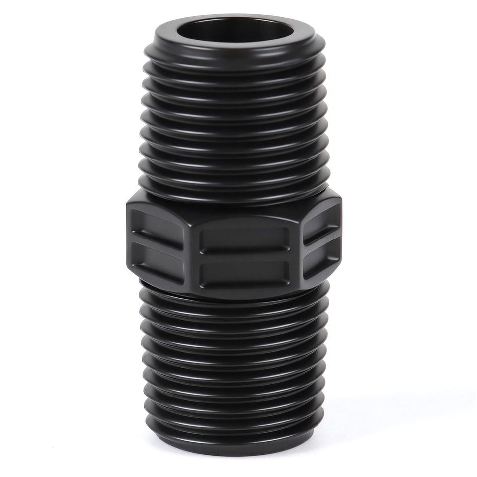 FoxRose durable MNPT double male pipe riser head for leak-resistant garden connections.