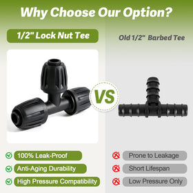 FoxRose easy-install barbed tees for quick drip irrigation connections.