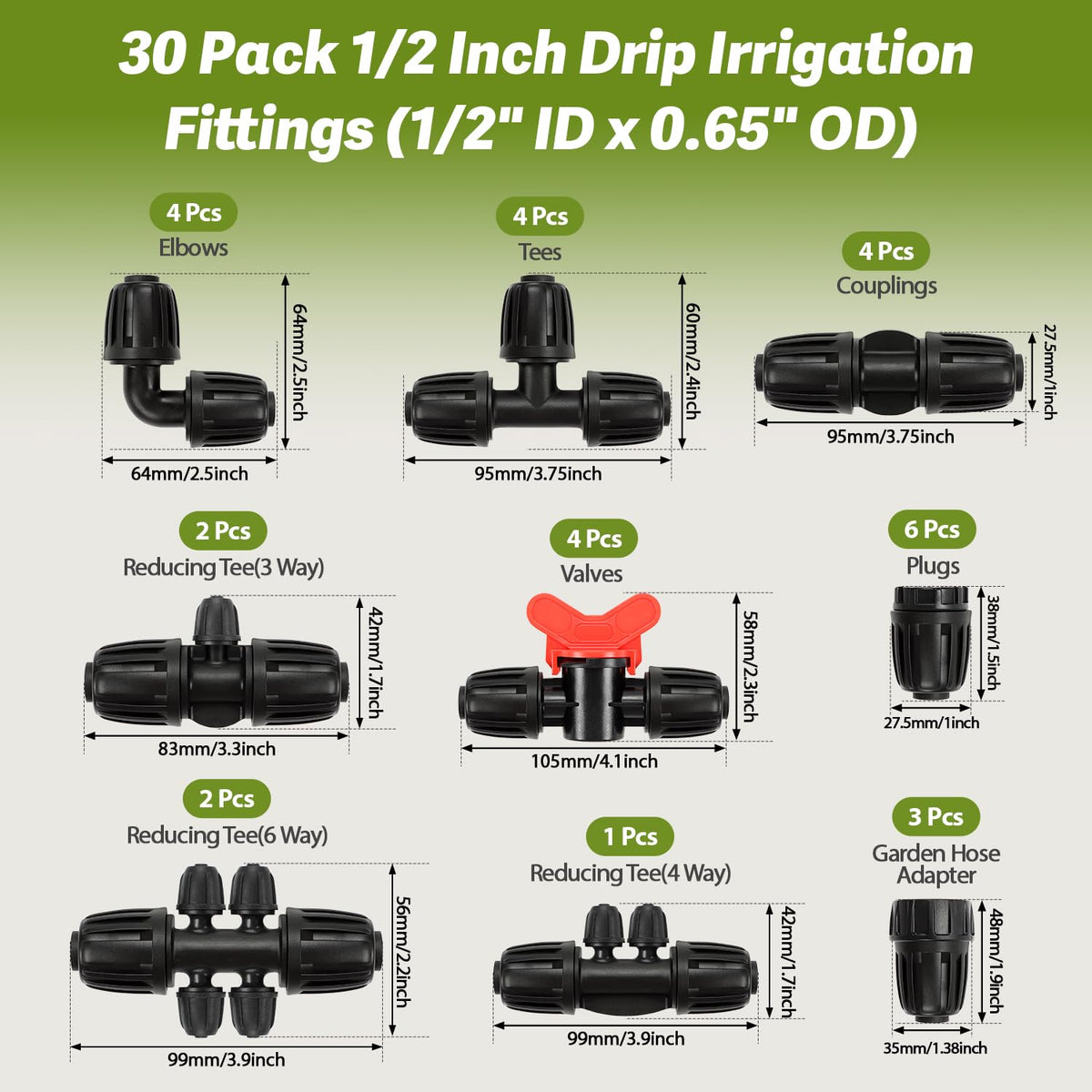 FoxRose half inch couplings ensure leak-free joints for reliable watering in beds.