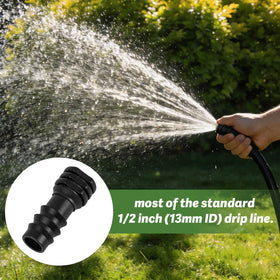 FoxRose leak-proof end cap in action on a garden drip line.