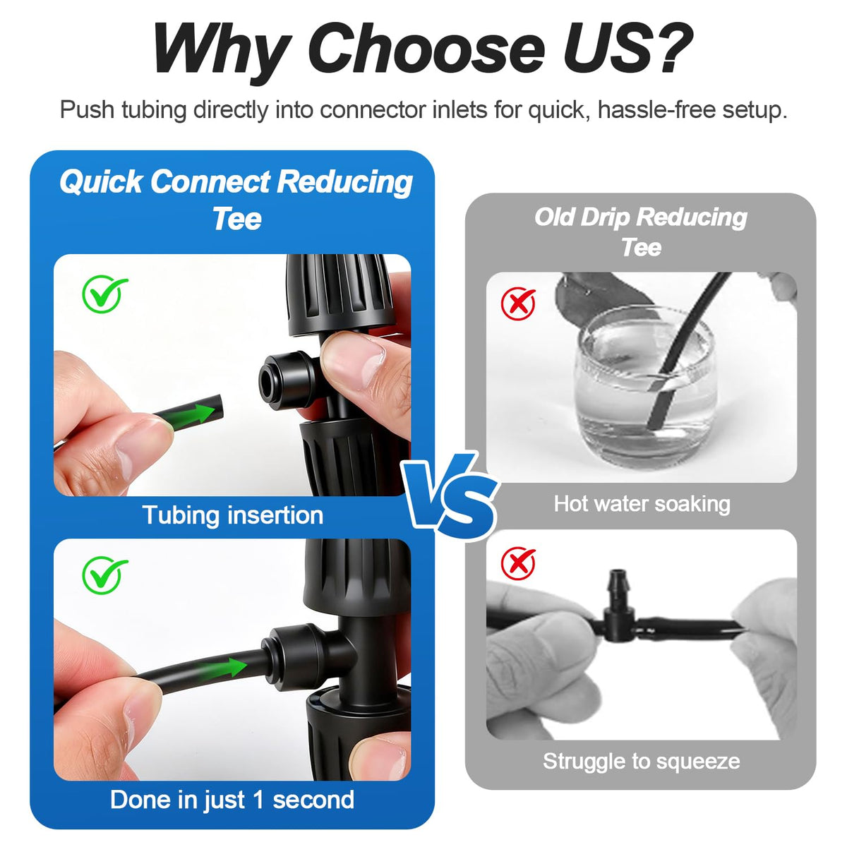 FoxRose tapered ends simplify handling and quick fitting during assembly