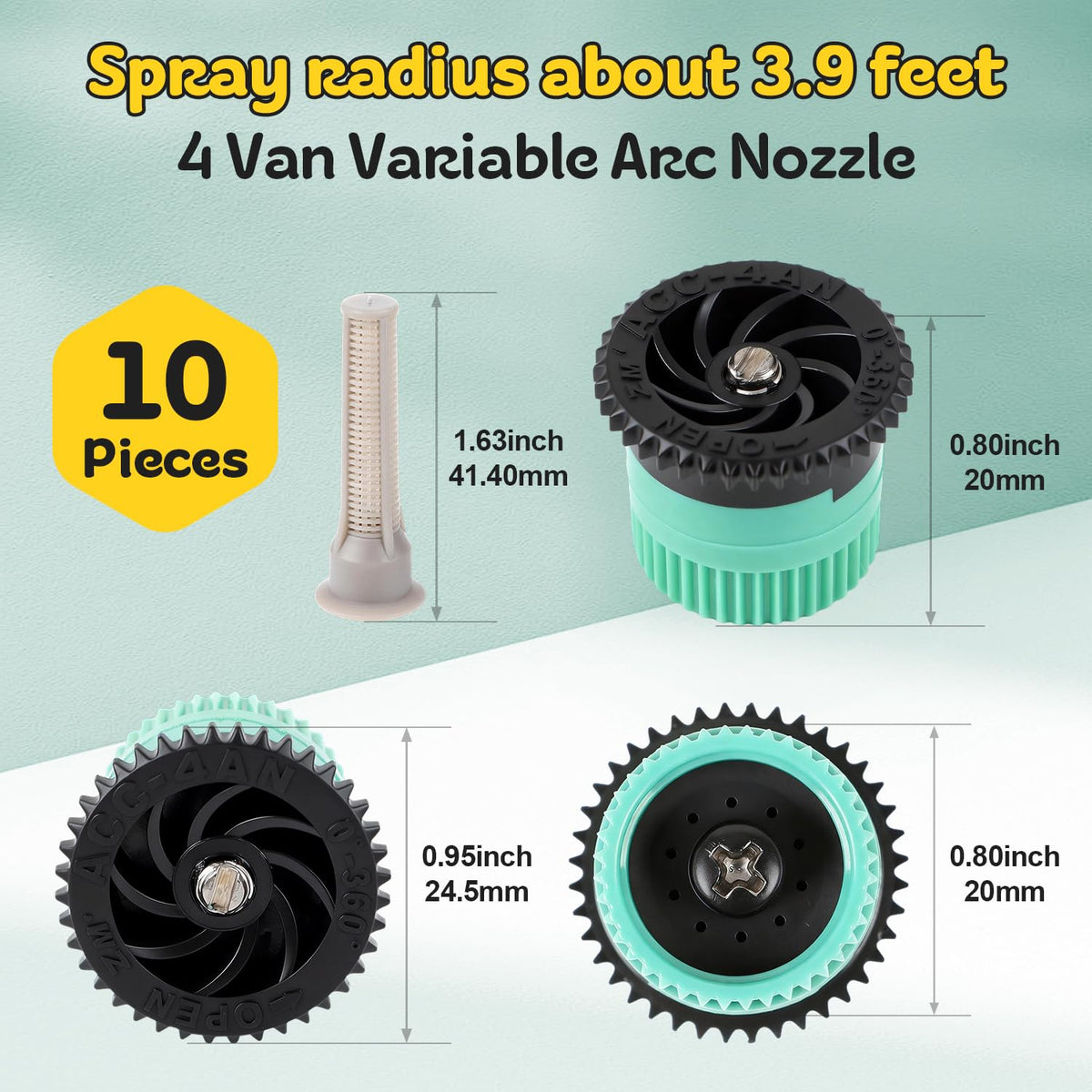 FoxRose variable arc nozzle 0–360° pattern for tailored garden irrigation