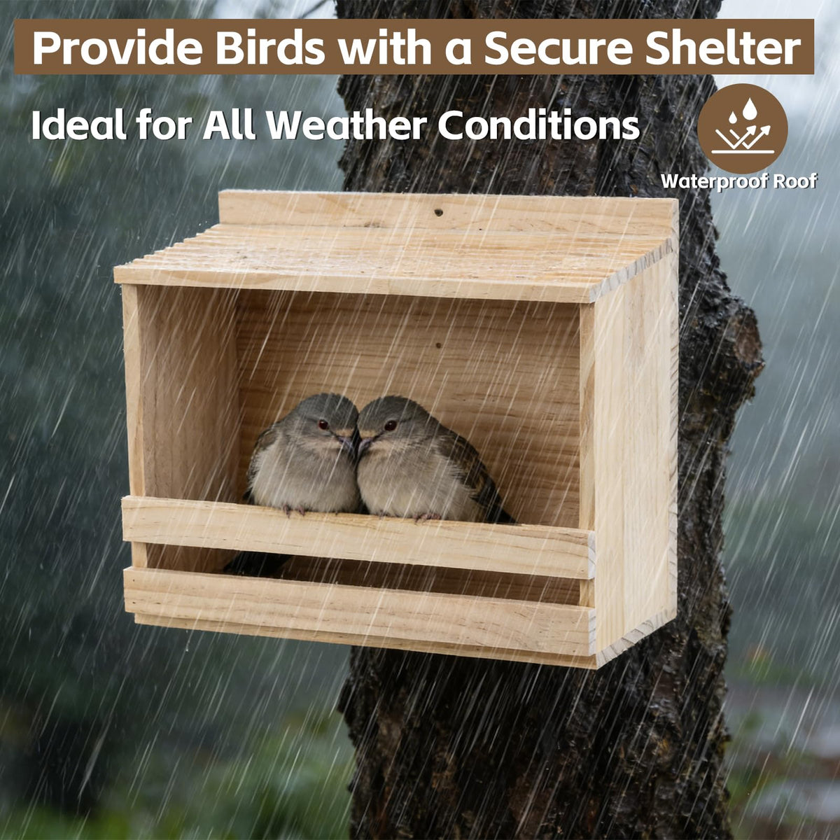 Foxtell open-mourning-dove-nesting-box easy-installation with nails for quick mounting.
