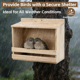 Foxtell open-mourning-dove-nesting-box easy-installation with nails for quick mounting.