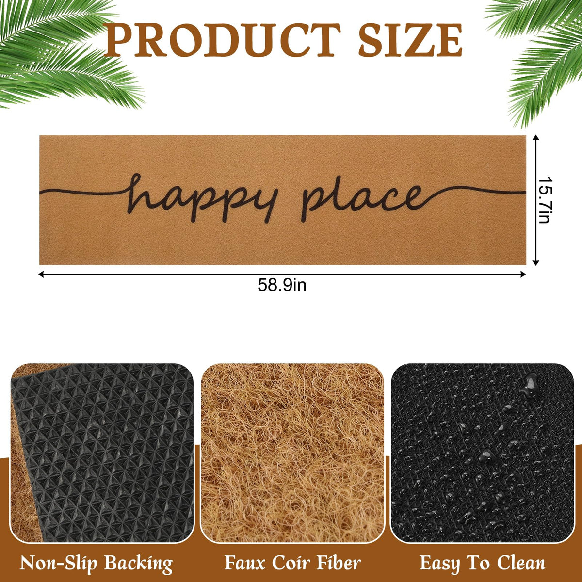 Foxtell outdoor mat non-slip backing stays secure in wet weather.