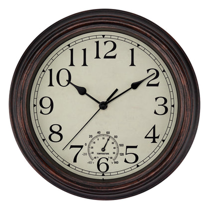Foxtop bronze wall clock front view suitable for indoor and outdoor use.