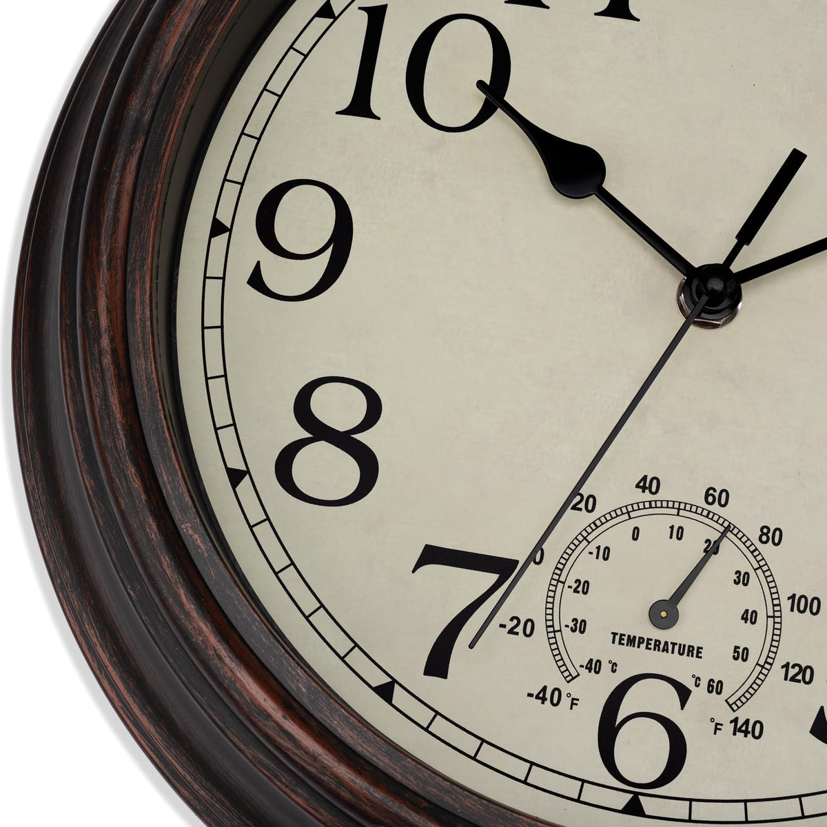 Foxtop outdoor clock suitable for patio, bathroom, porch areas.