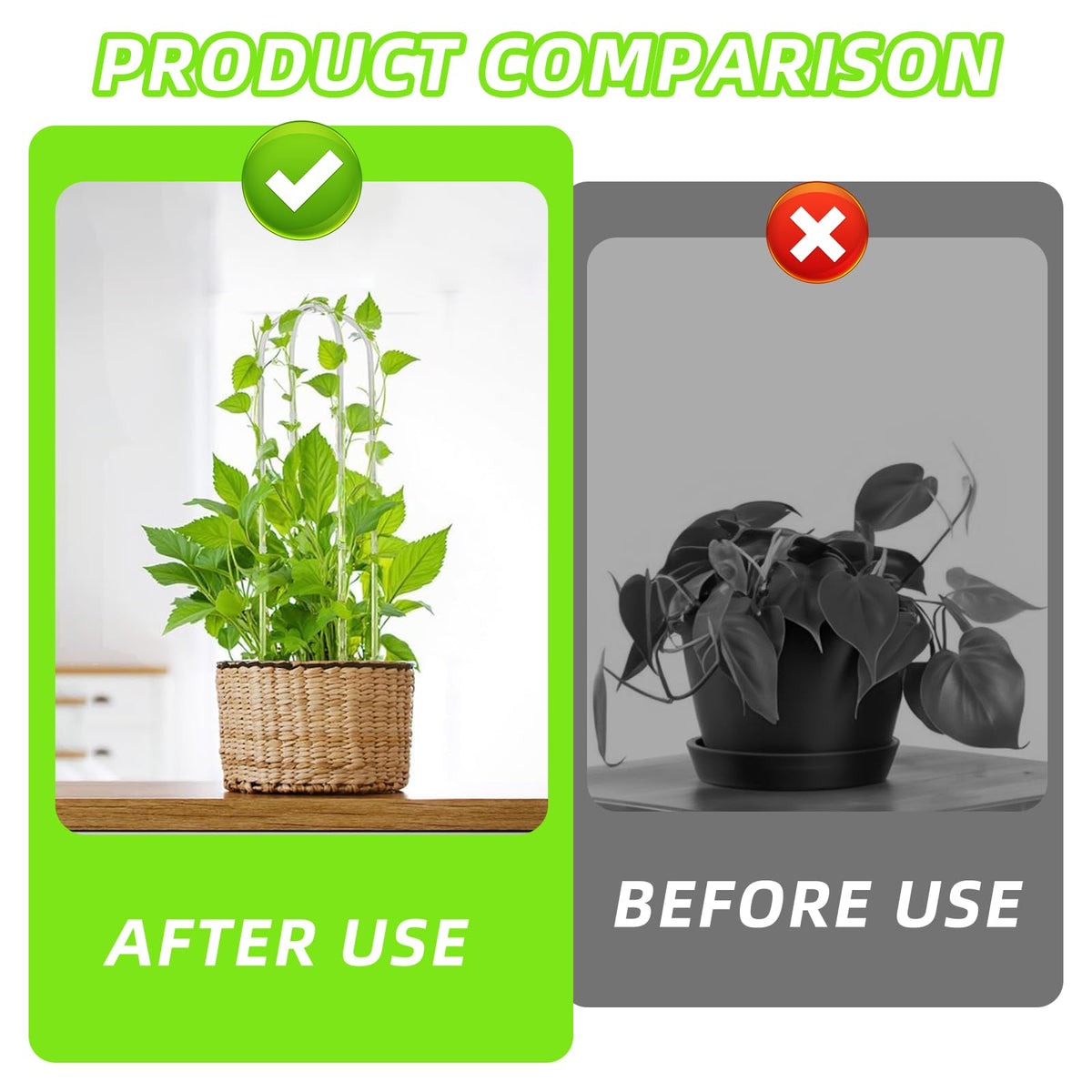 Foyods lightweight, stable plant support for patio containers or balcony gardens.