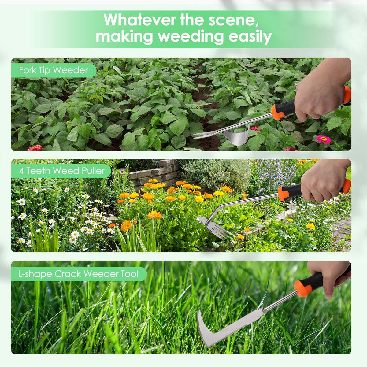 Foyucool L-shaped weeding tool reaches tight spaces with ease