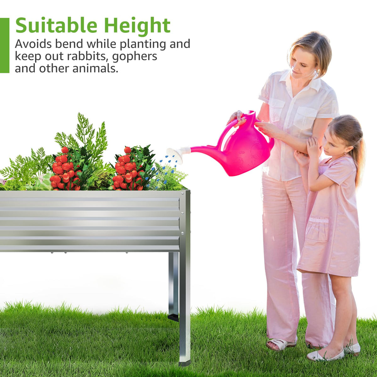 FOYUEE raised garden bed in garden, versatile for vegetables and flowers.