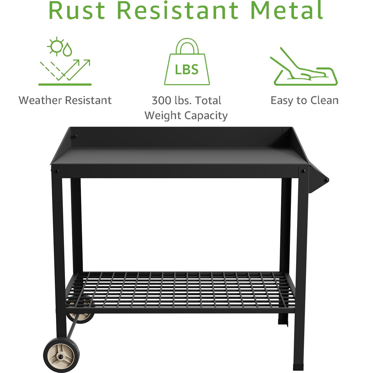 FOYUEE potting bench at 35-inch height for ergonomic gardening.