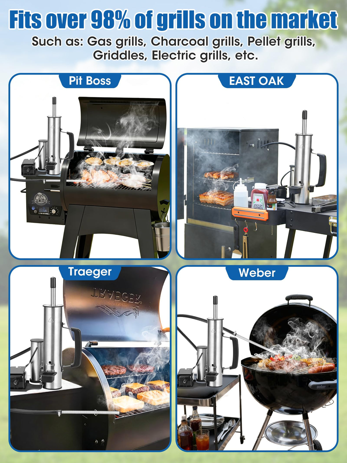 FOZHUANWU Upgrade Cold Smoker Generator provides 10-12 hours of continuous smoke.