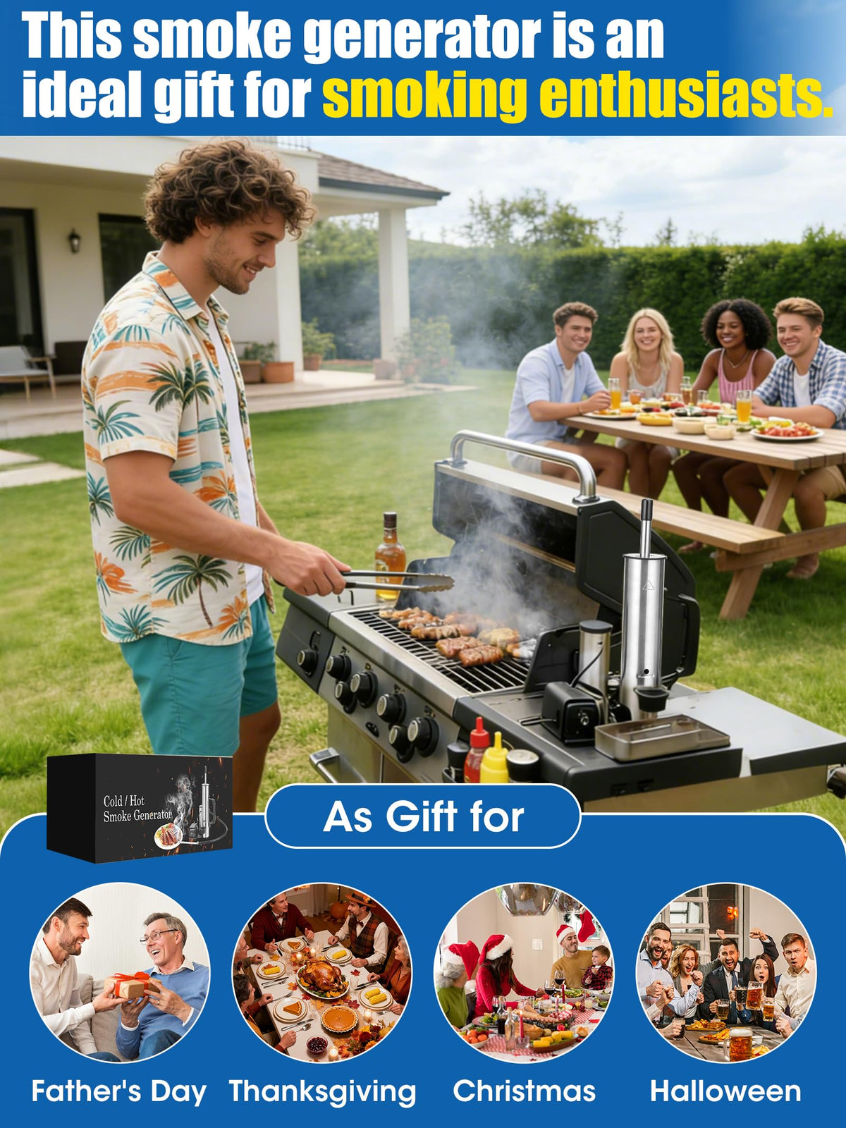 FOZHUANWU Upgrade Cold Smoker Generator silicone handles for safe handling.