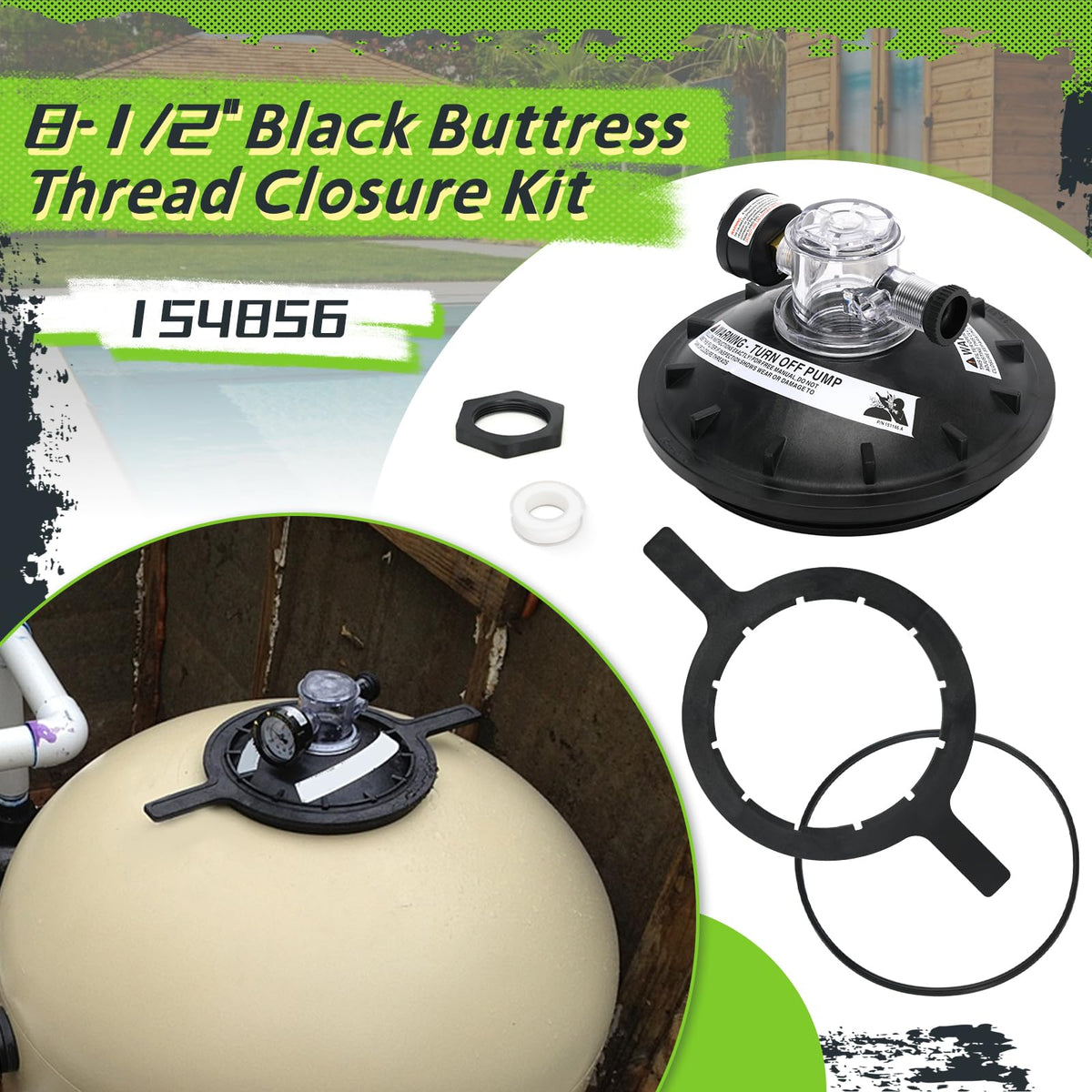 FQRANBO black-coated closure dome with corrosion-resistant surface for wet environments.