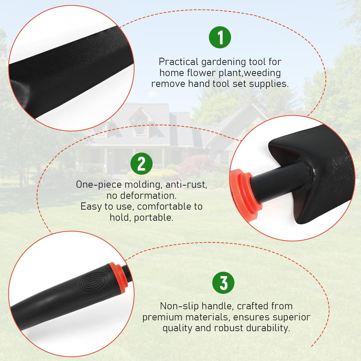 FR Handheld Weed Puller built with high-carbon steel for durability.